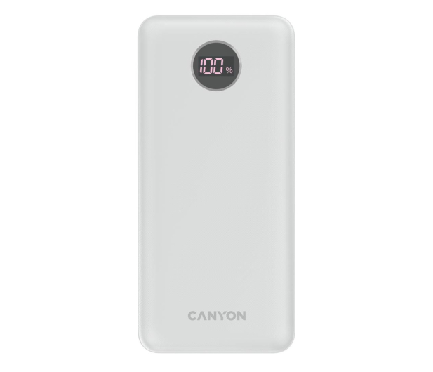 CANYON PB-2002 LED 20000 mAh PD 20W QC 3.0 Biały CNE-CPB2002W - 1261516 - zdjęcie